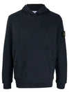 Snap Brushed Cotton Fleece Hoodie Navy - STONE ISLAND - BALAAN 2