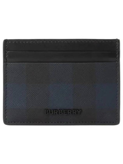 Check Leather Card Wallet Navy - BURBERRY - BALAAN 2