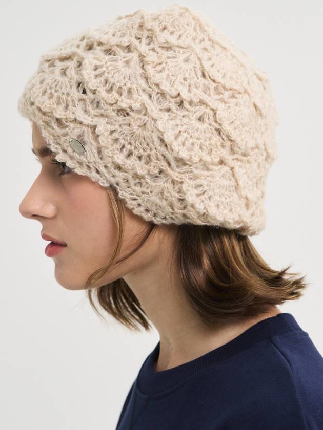 Charlotte Wool Knit Crochet Beanie Beige - SORRY TOO MUCH LOVE - BALAAN 1