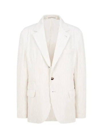 Men s Cashmere Cotton Corduroy Jacket White 271384 - BRUNELLO CUCINELLI - BALAAN 1