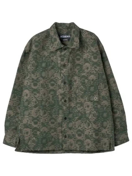 Jacquemus La Sur Chemise Tessido Jacquard Shirt Khaki - JACQUEMUS - BALAAN 1