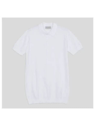 Roth knit pique collar shirt white - JOHN SMEDLEY - BALAAN 1