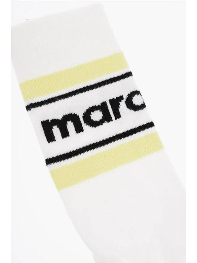 Dona Logo Print Socks White Green - ISABEL MARANT - BALAAN 3