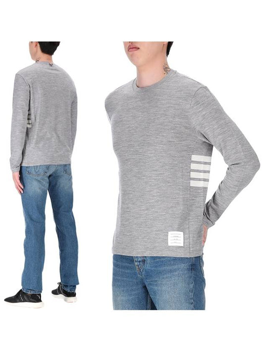 Wool Jersey 4-Bar Long Sleeve T-Shirt Light Grey - THOM BROWNE - BALAAN 2