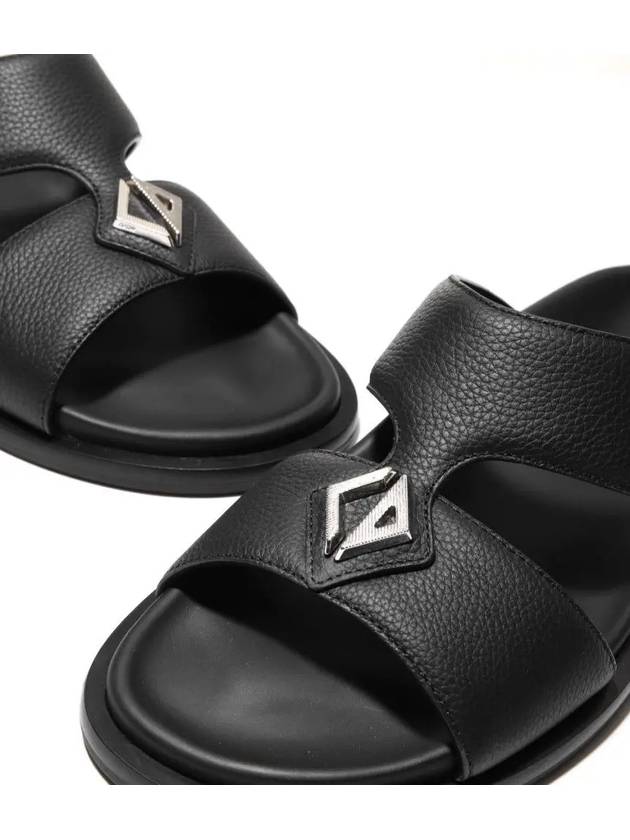 Aqua Grained Calfskin Sandal Black - DIOR - BALAAN 6