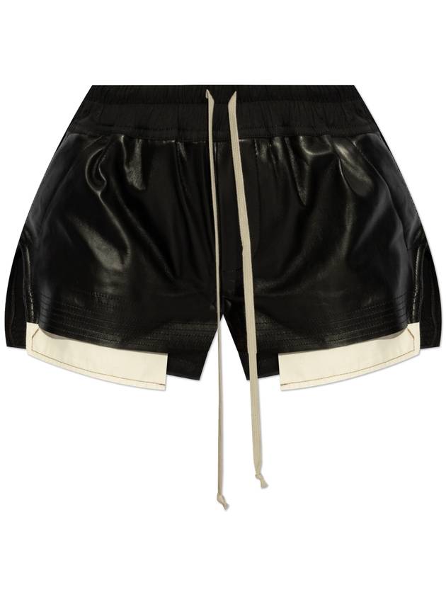 Rick Owens Leather Shorts Fog, Women's, Black - RICK OWENS - BALAAN 1