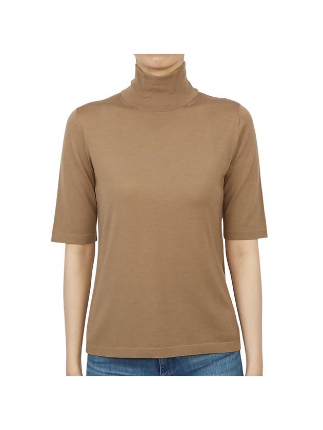 Gigi Short Sleeve Knit Turtleneck Brown - MAX MARA - BALAAN 1