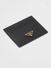 Saffiano Leather Triangle Logo Card Wallet Black Gold - PRADA - BALAAN 4