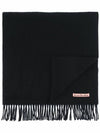 Studios Slim Wool Fringe Muffler Black - ACNE STUDIOS - BALAAN.