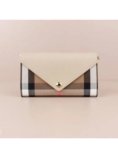 HANNAH Envelope Strap Clutch Bag Light Beige 80731571 - BURBERRY - BALAAN 1