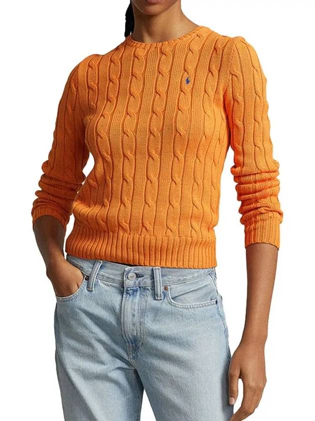 Embroidered Logo Pony Cable Knit Top Orange - POLO RALPH LAUREN - BALAAN 2