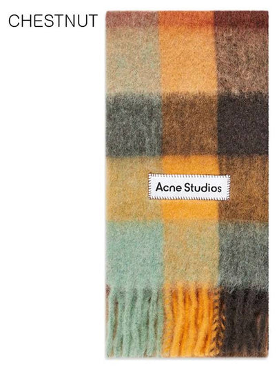 Check Mohair Muffler Chestnut Brown Yellow Green - ACNE STUDIOS - BALAAN 2