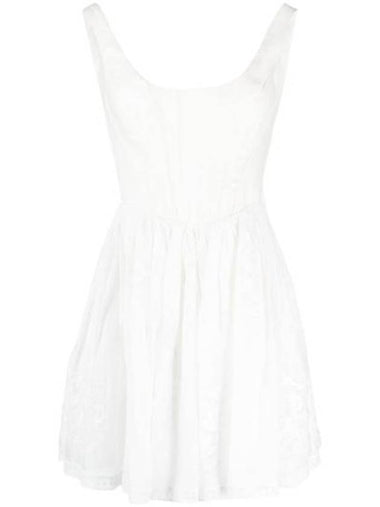 Women's Light Corset Linen Short Dress White - ZIMMERMANN - BALAAN 1