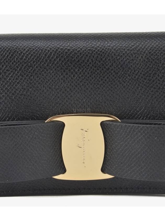 Vara Bow Gloss Flap Half Wallet Black - SALVATORE FERRAGAMO - BALAAN 3