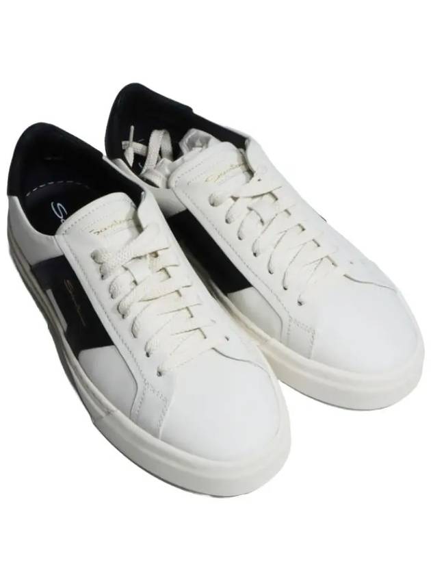 Double Buckle Leather Low-Top Sneakers White - SANTONI - BALAAN 3