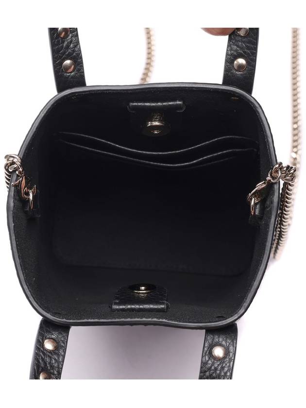 Rockstud Logo Chain Top Handle Tote Bag Black - VALENTINO - BALAAN 7