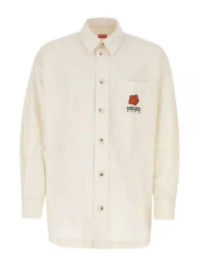 Men's Boke Flower Crest Oversized Long Sleeve Shirt Ivory - KENZO - BALAAN 2