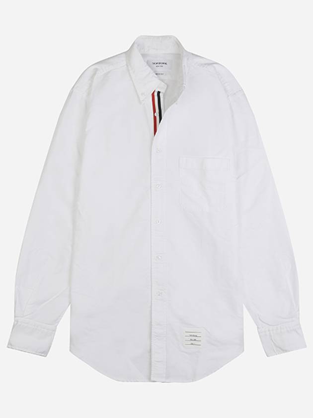 Men's Logo Patch Classic Cotton Long-Sleeve Shirt White - THOM BROWNE - BALAAN 2