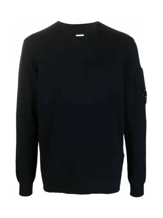 Men's Lens Wappen Merino Wool Knit Black - CP COMPANY - BALAAN.