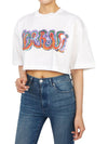 Graphic Logo Print Cropped Cotton Short Sleeve T-shirt White - MARNI - BALAAN 6