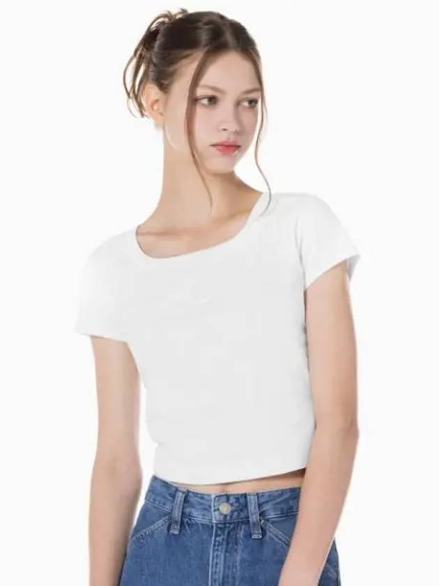 JEANS Women s White Cooling Logo Baby T Shirt J223905 YAF - CALVIN KLEIN - BALAAN 2