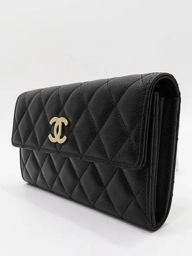 AP2961 Caviar Black COCO Gold Logo Long Wallet - CHANEL - BALAAN 3