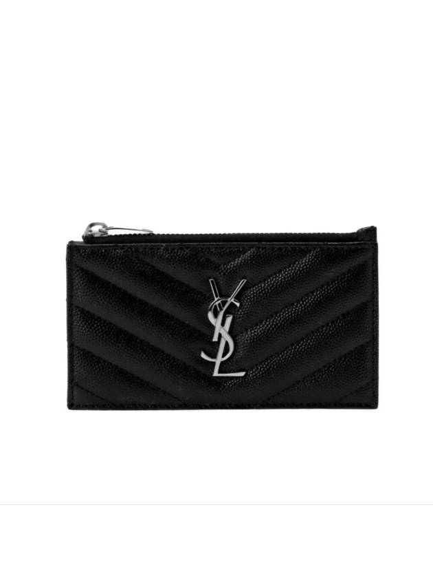 Fragment Quilted Zipper Card Wallet Black - SAINT LAURENT - BALAAN 3