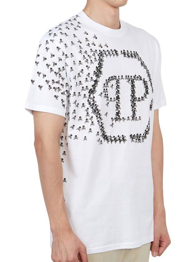 Skull Bones Logo Print Cotton Short Sleeve T-Shirt White - PHILIPP PLEIN - BALAAN 4