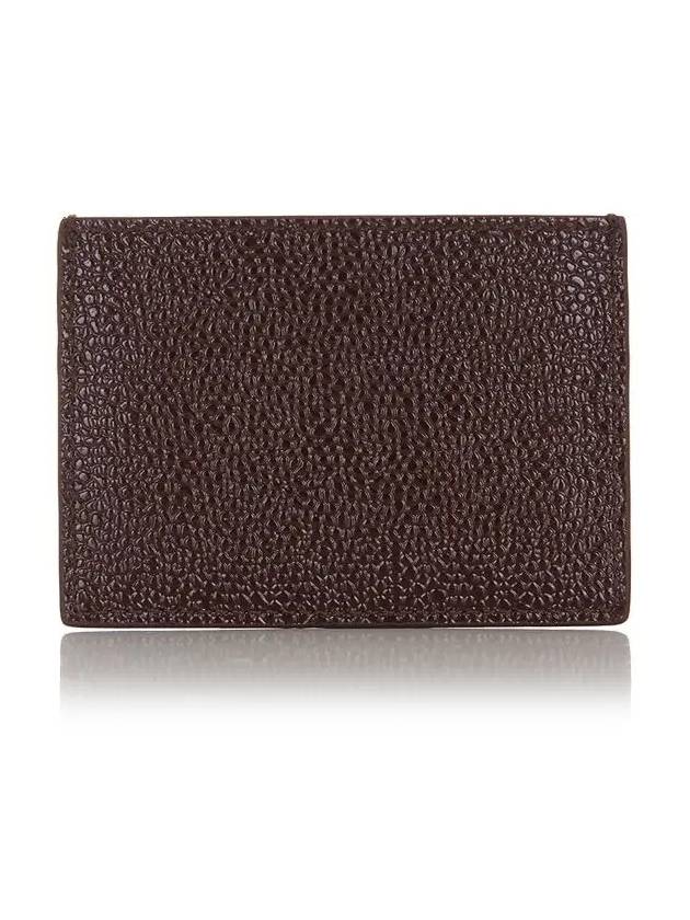 Lucido Leather Single Card Wallet Red - THOM BROWNE - BALAAN 3