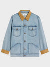 Trucker Oversized Fit Denim Jacket Blue - CELINE - BALAAN 2