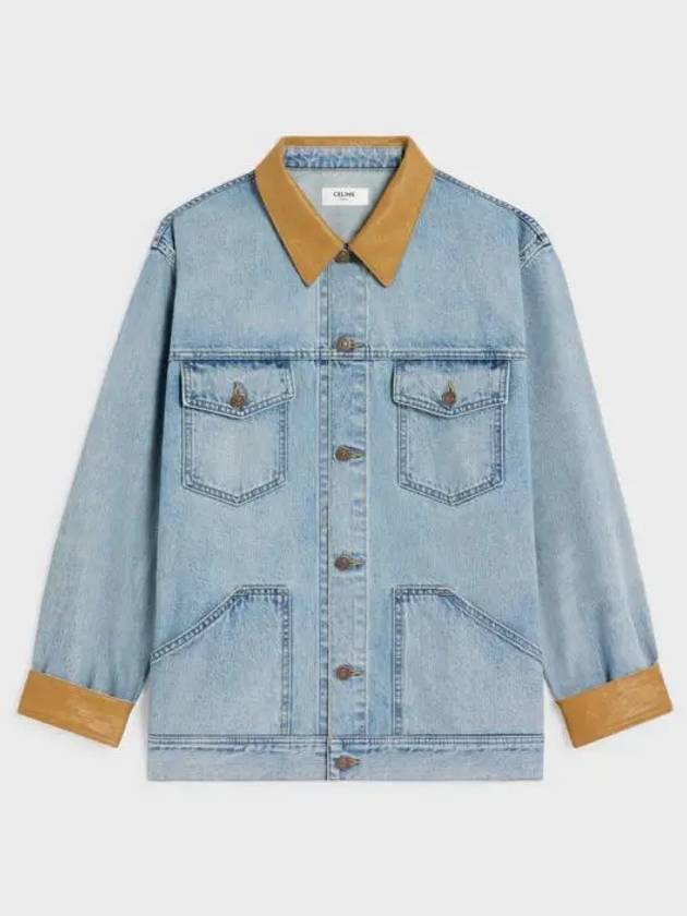 Trucker Oversized Fit Denim Jacket Blue - CELINE - BALAAN 2