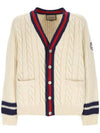 Interlocking G Web Cable Knit Cardigan Ivory - GUCCI - BALAAN 1