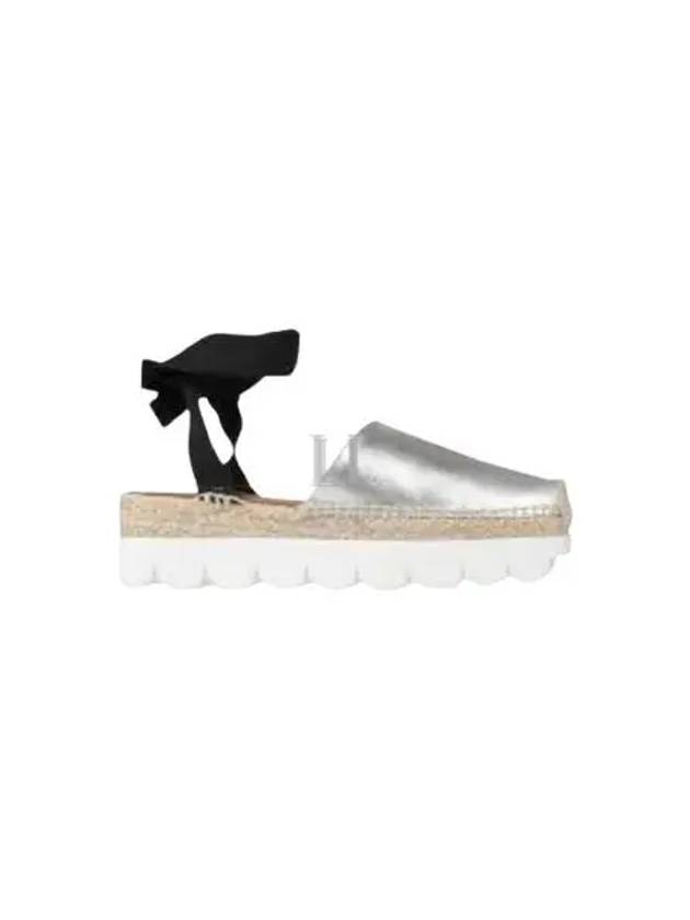 Ankle Tie Platform Espadrilles Silver - MARNI - BALAAN 2