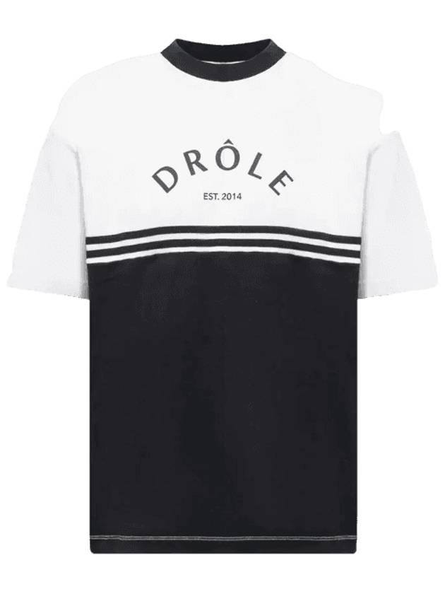 Color Block Logo Short Sleeve T-Shirt Black White - DROLE DE MONSIEUR - BALAAN 1