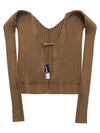 La Maille Pralu Longue Micro Charm Logo Cardigan Brown - JACQUEMUS - BALAAN 3