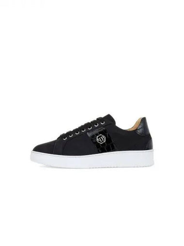 Men's Crocodile Patch Nubuck Sneakers Black 271586 - PHILIPP PLEIN - BALAAN 1