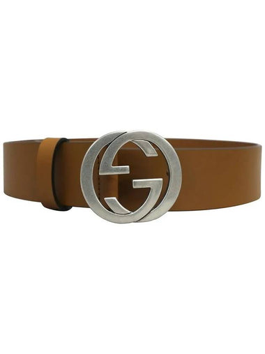 Interlocking Leather Belt Brown - GUCCI - BALAAN 1