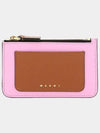 Saffiano Two-Tone Zipper Card Wallet Pink Brown - MARNI - BALAAN 2