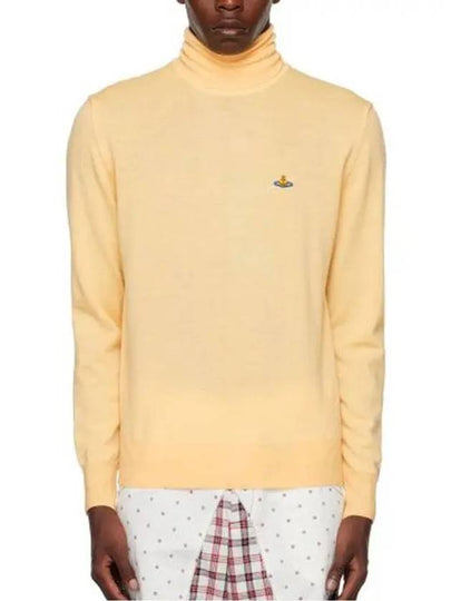 Men's Embroidered Logo Knit Turtleneck Pale Yellow - VIVIENNE WESTWOOD - BALAAN 2