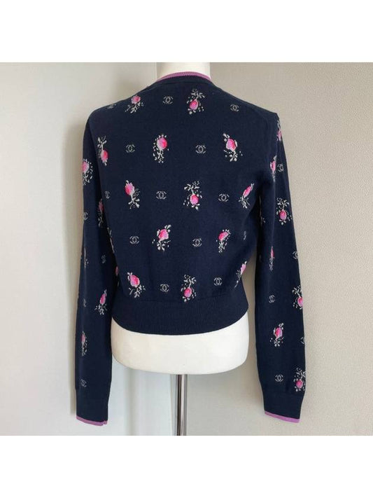 22K FW Flower CC Logo Cashmere Long Sleeve Pullover Knit 38 P73818 - CHANEL - BALAAN 2