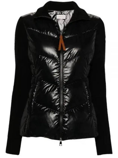 Women's Padded Wool Zip-Up Cardigan Black - MONCLER - BALAAN 2