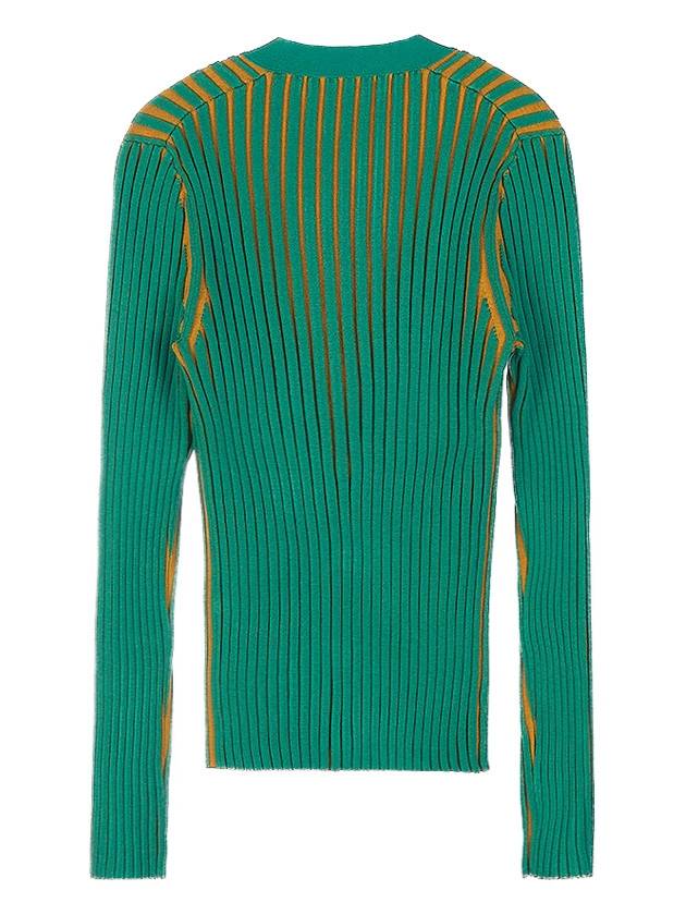 Women's Two-Tone Stretch Cardigan Green - TORY BURCH - BALAAN 3