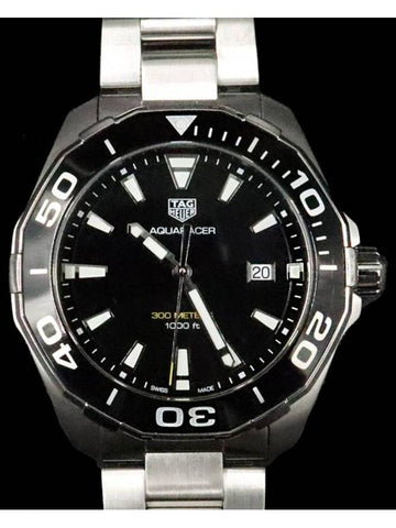 Men s Tag Heuer WAY101A BA0746 43MM Black Dial Steel Quartz Aquaracer 300 Watch gt Gangbuk used luxury goods - TAG HEUER - BALAAN 1