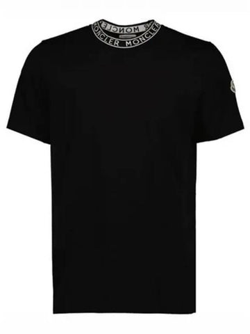 Neck logo round short sleeve t shirt black men s 270333 - MONCLER - BALAAN 1