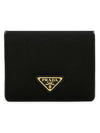 Tesuto gold triangular logo flap bi-fold wallet black - PRADA - BALAAN 2