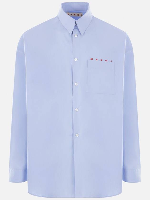 Logo Print Cotton Long Sleeve Shirt Light Blue - MARNI - BALAAN 2