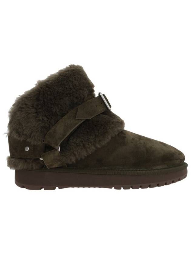 Burberry Shearling Collar Suede Chavi Middle Boots Green - BURBERRY - BALAAN 5