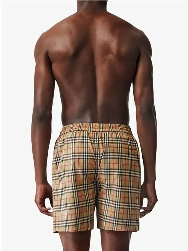 Men's Small Scale Check Drawstring Swim Shorts Beige - BURBERRY - BALAAN 5