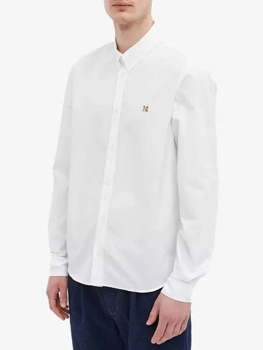 Maison Kitsune Fox Minimal Fox Head Ambroid Poplin Cotton Shirt White - MAISON KITSUNE - BALAAN 2