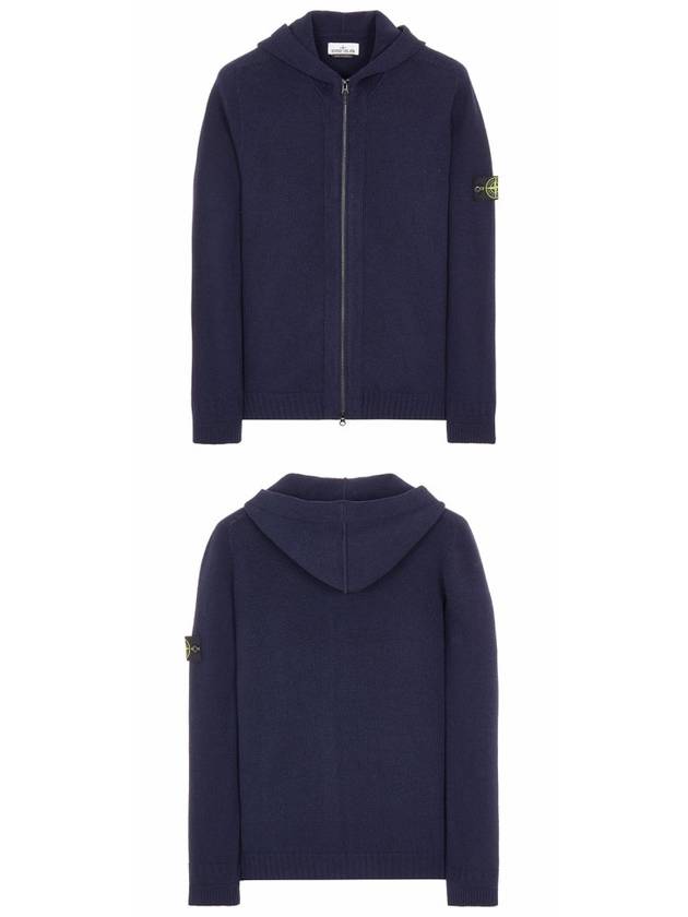 Wappen Patch Lambswool Knit Hooded Zip Up Navy - STONE ISLAND - BALAAN 6